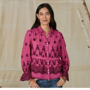 Sundance Tales of Time purple embroidered blouse